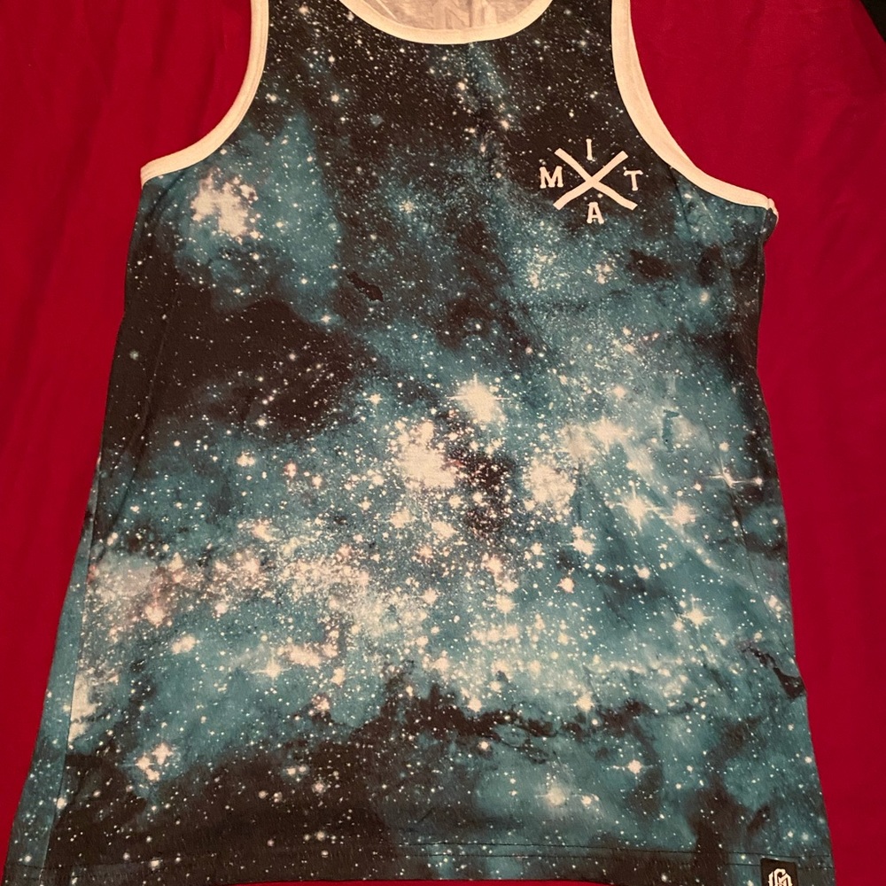Mens Into The AM Galaxy Print Tank Top Men's (Size- Small)